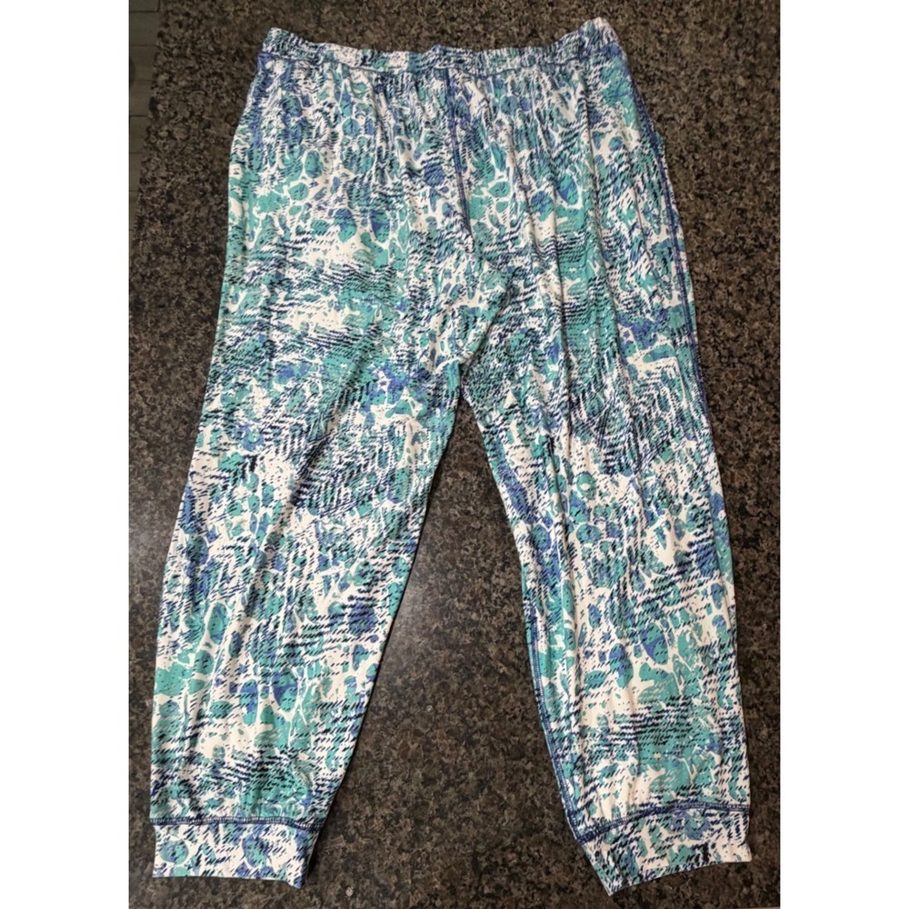Reel Legends Womensβ XL Performance Joggers Blue Teal Abstract Print Drawstring